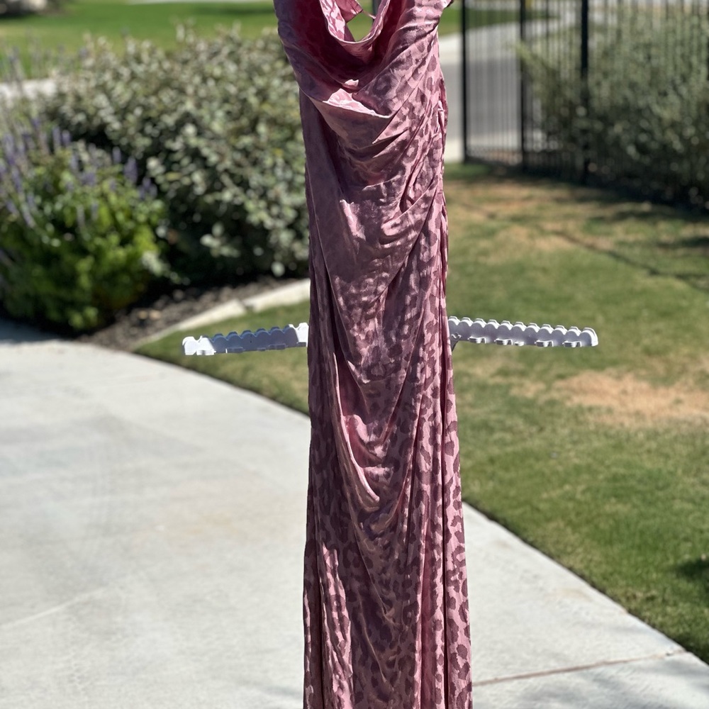 Gorgeous pink satin dress with leopard pattern! Brand new and never worn!